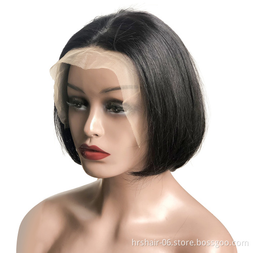 wholesale cost effective factory made short bob hd frontal 13*4 lace wigs brazilian 100% human hair with baby hair
